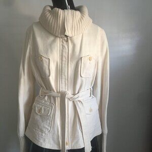 MNG Ivory cotton twill full zip jacket